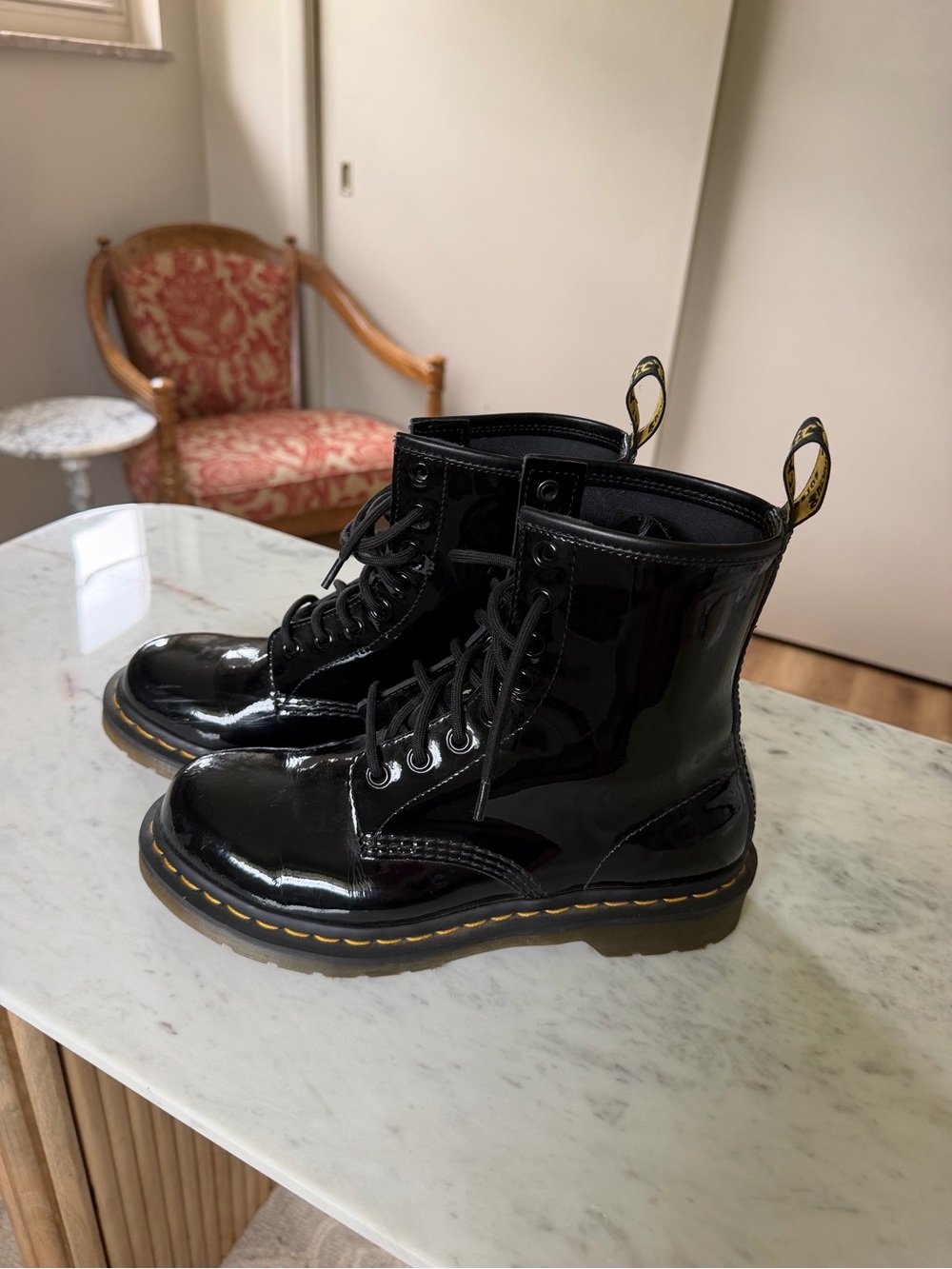 Dr. Martens Black Patent Lace-Up Platform Boots - Picture 3 of 6